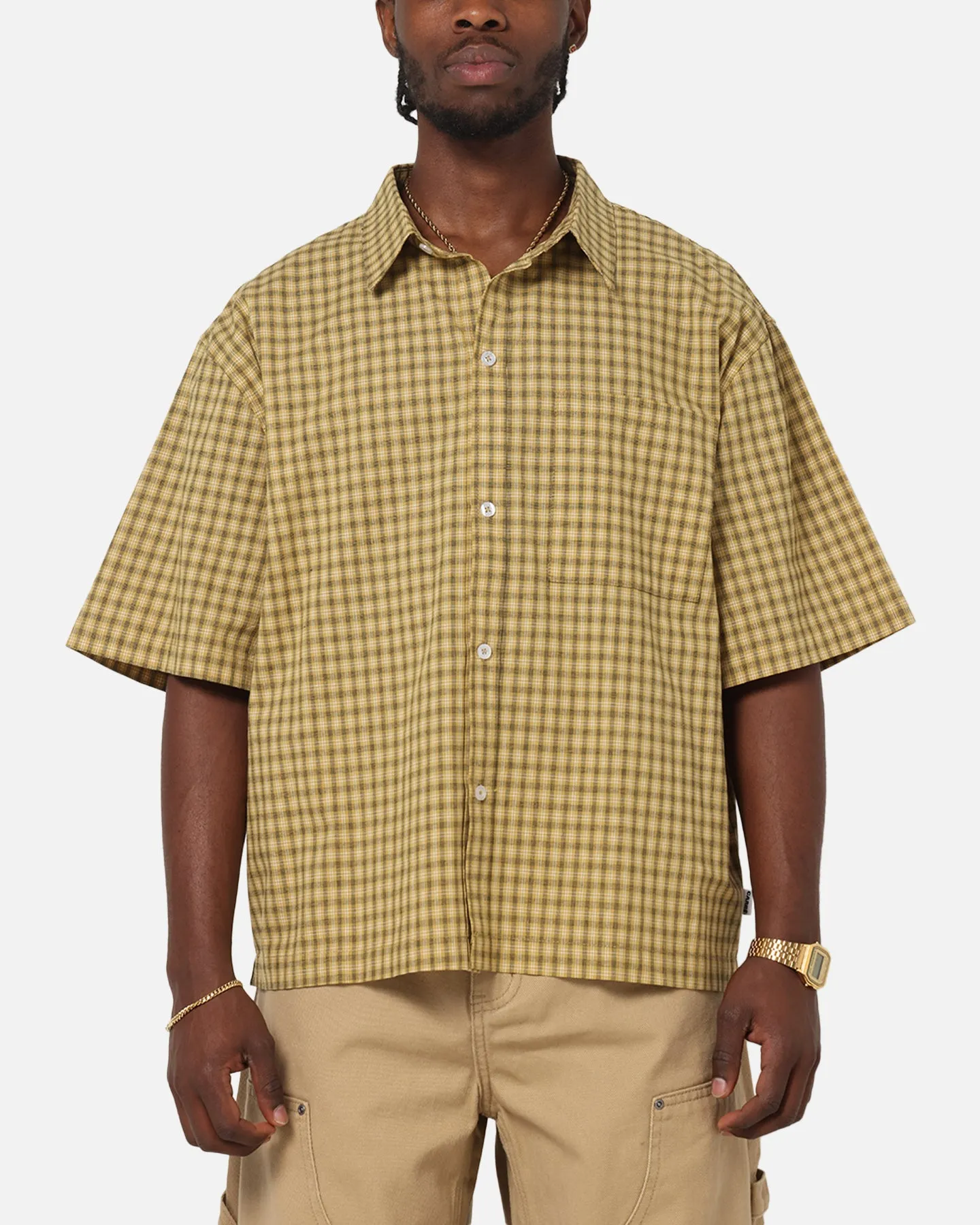 Carre Checkered Boxy Button Up Shirt Yellow Check sold by Culture Kings