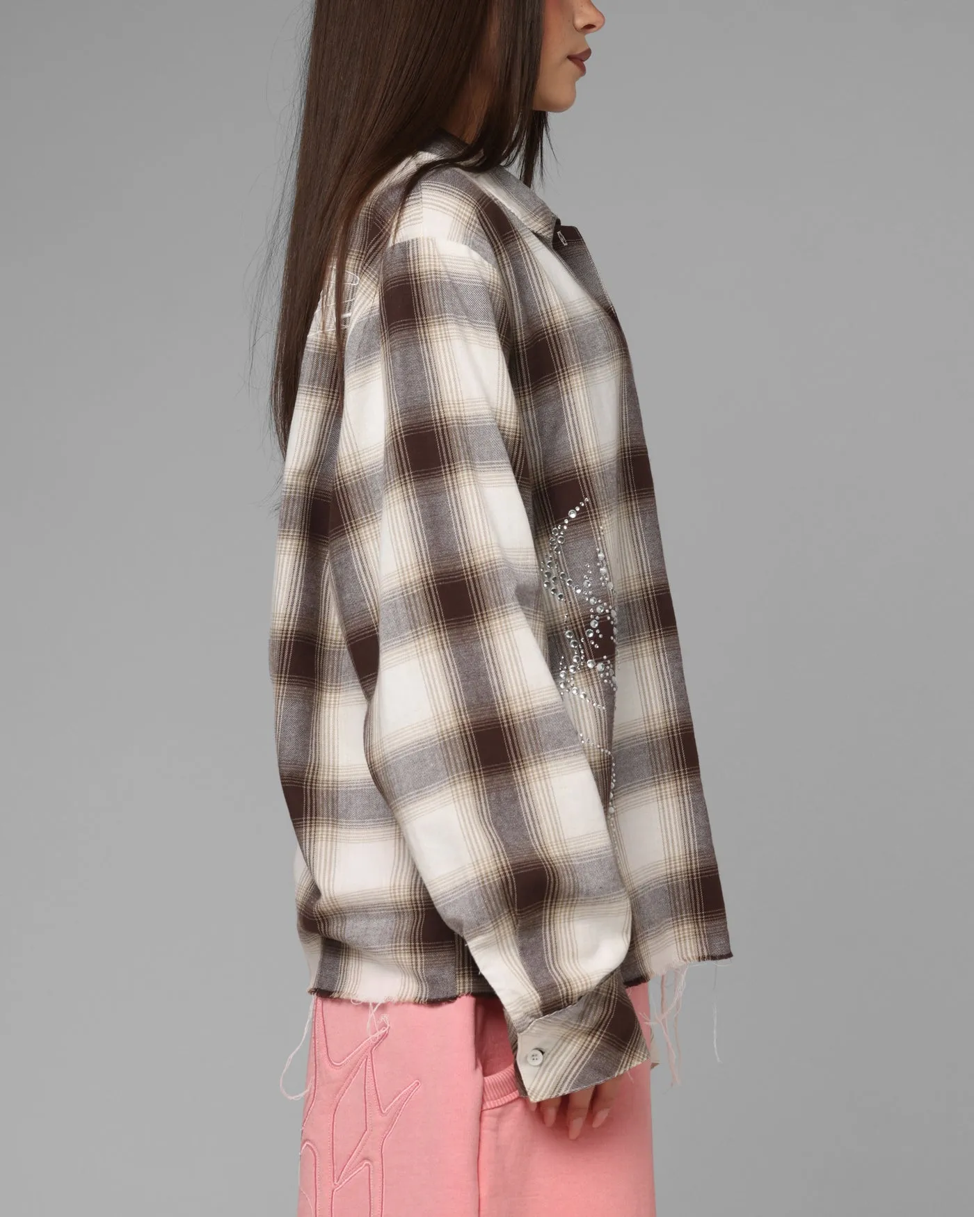 Loiter Heaven Distressed Flannel Button Up Shirt Brown/Beige sold by Culture Kings product image thumbnail 5