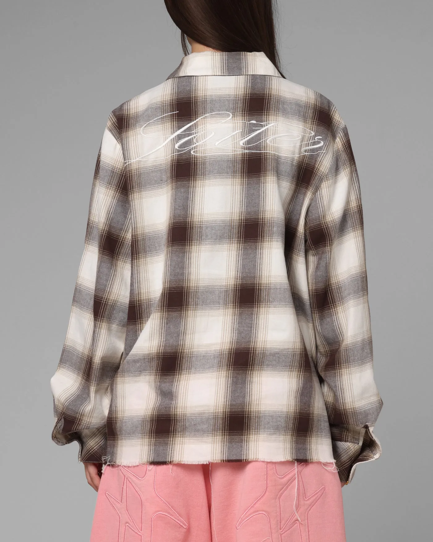 Loiter Heaven Distressed Flannel Button Up Shirt Brown/Beige sold by Culture Kings product image thumbnail 2