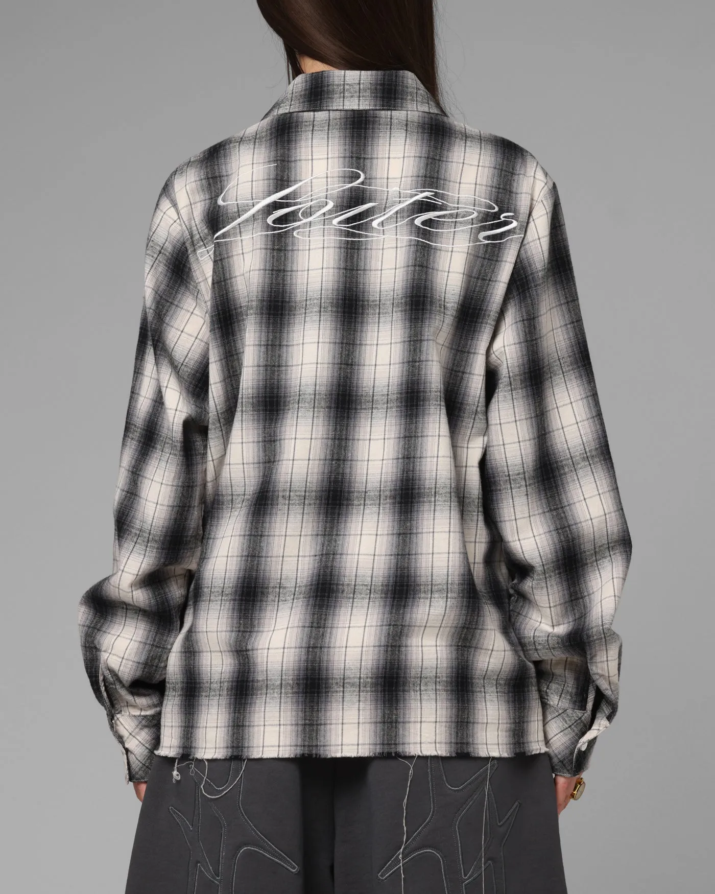 Loiter Heaven Distressed Flannel Button Up Shirt Black/White sold by Culture Kings product image thumbnail 2