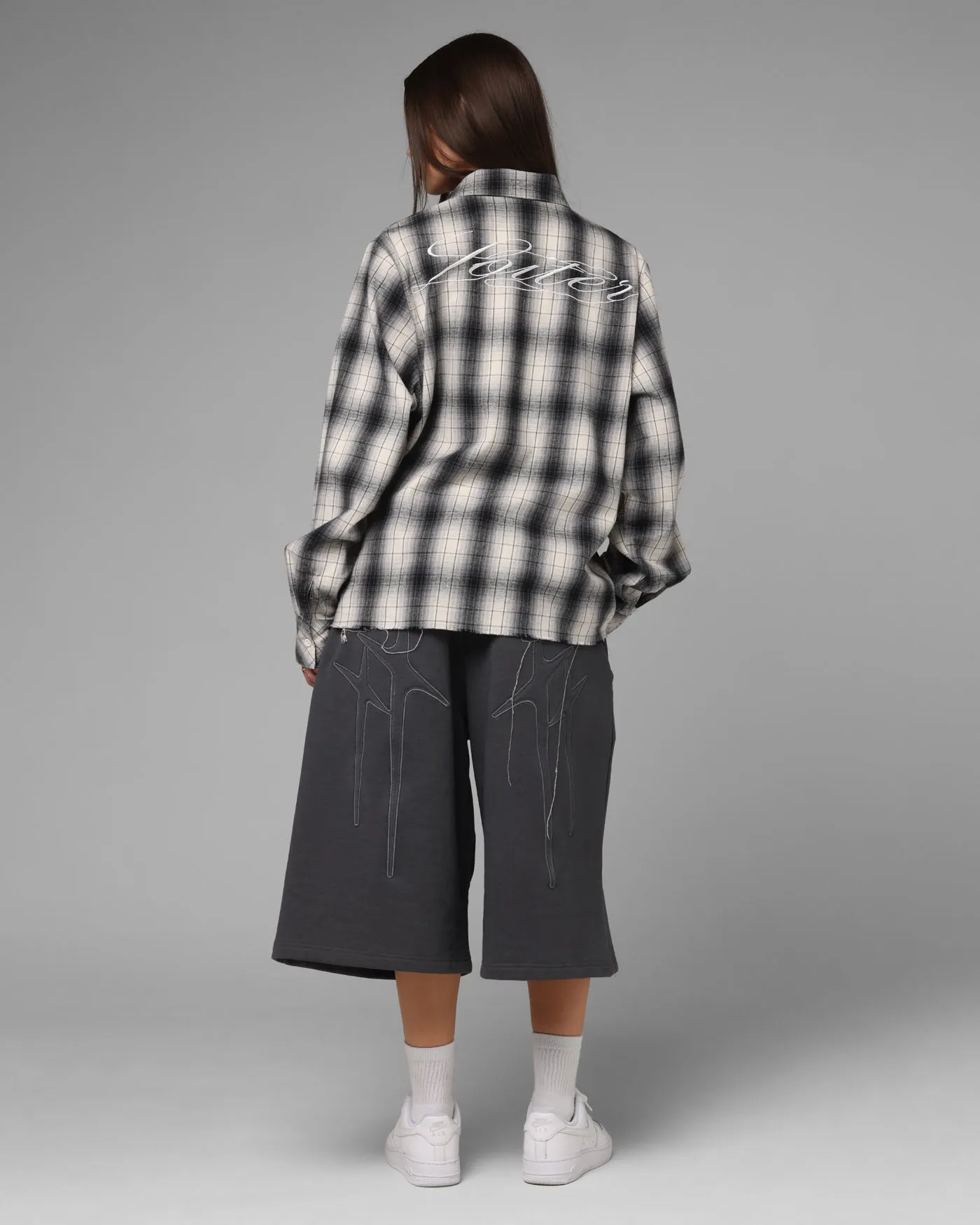 Loiter Heaven Distressed Flannel Button Up Shirt Black/White sold by Culture Kings product image thumbnail 4