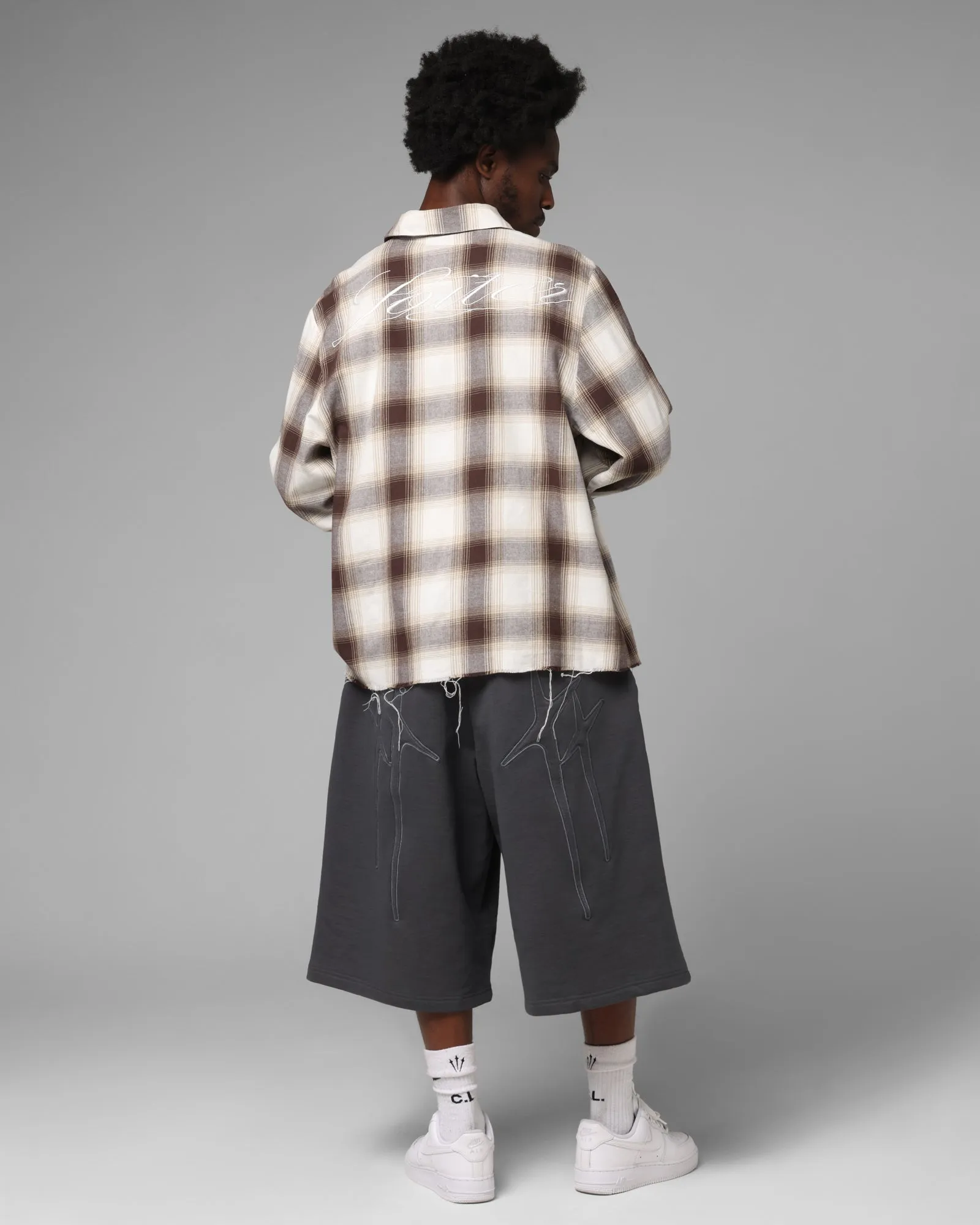 Loiter Heaven Distressed Flannel Button Up Shirt Brown/Beige sold by Culture Kings product image thumbnail 4