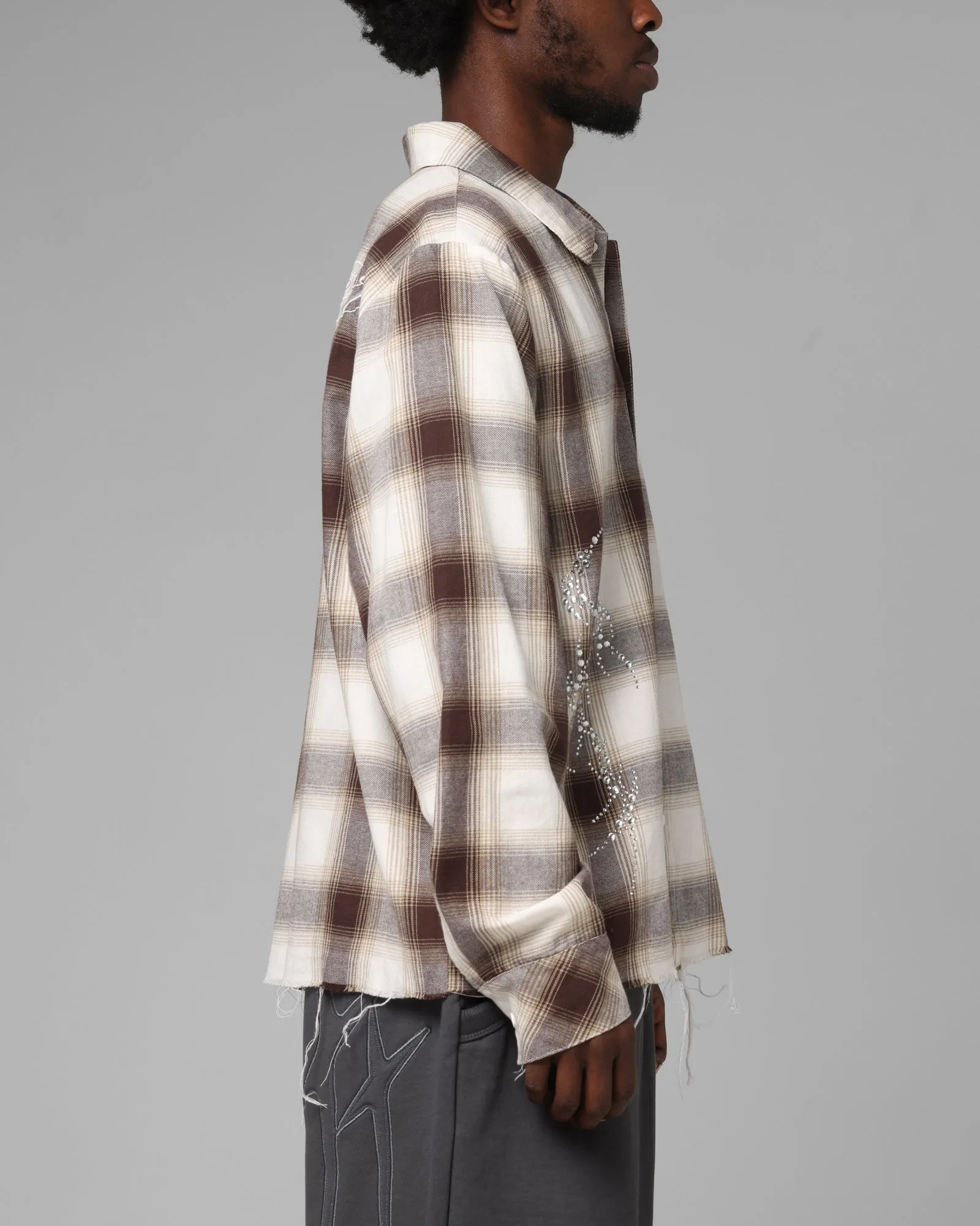 Loiter Heaven Distressed Flannel Button Up Shirt Brown/Beige sold by Culture Kings product image thumbnail 5