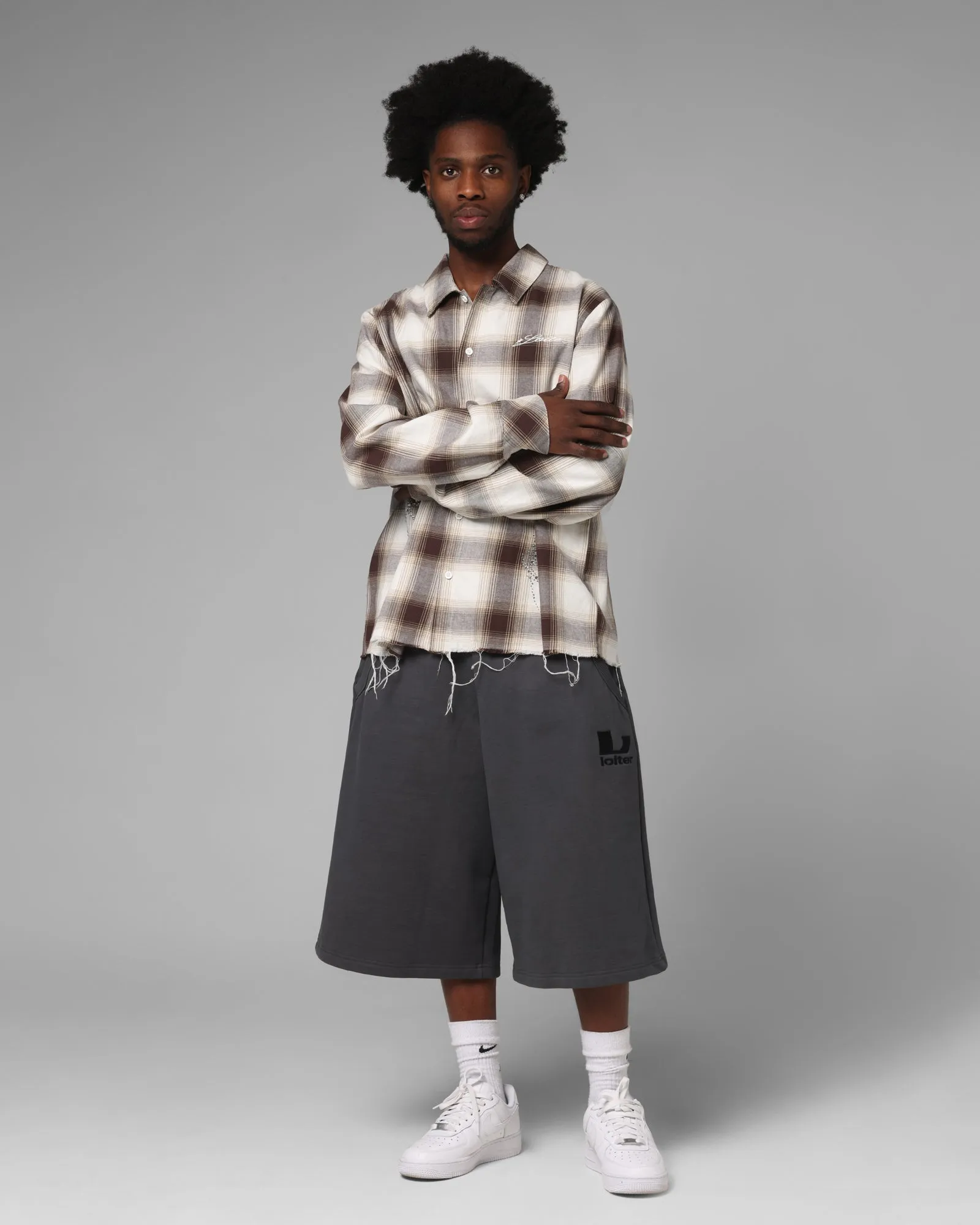 Loiter Heaven Distressed Flannel Button Up Shirt Brown/Beige sold by Culture Kings product image thumbnail 3