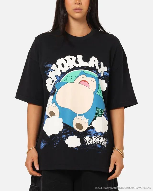 The Pokémon Collection By 73 Studio Snorlax Vintage T-Shirt Off Black sold by Culture Kings