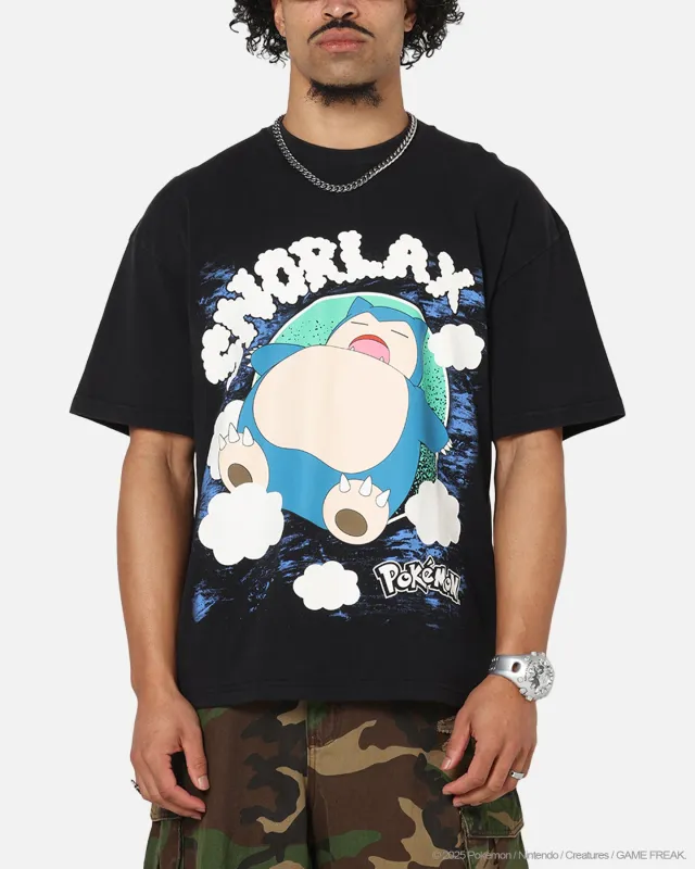 The Pokémon Collection By 73Studio Snorlax Vintage T-Shirt Off Black sold by Culture Kings