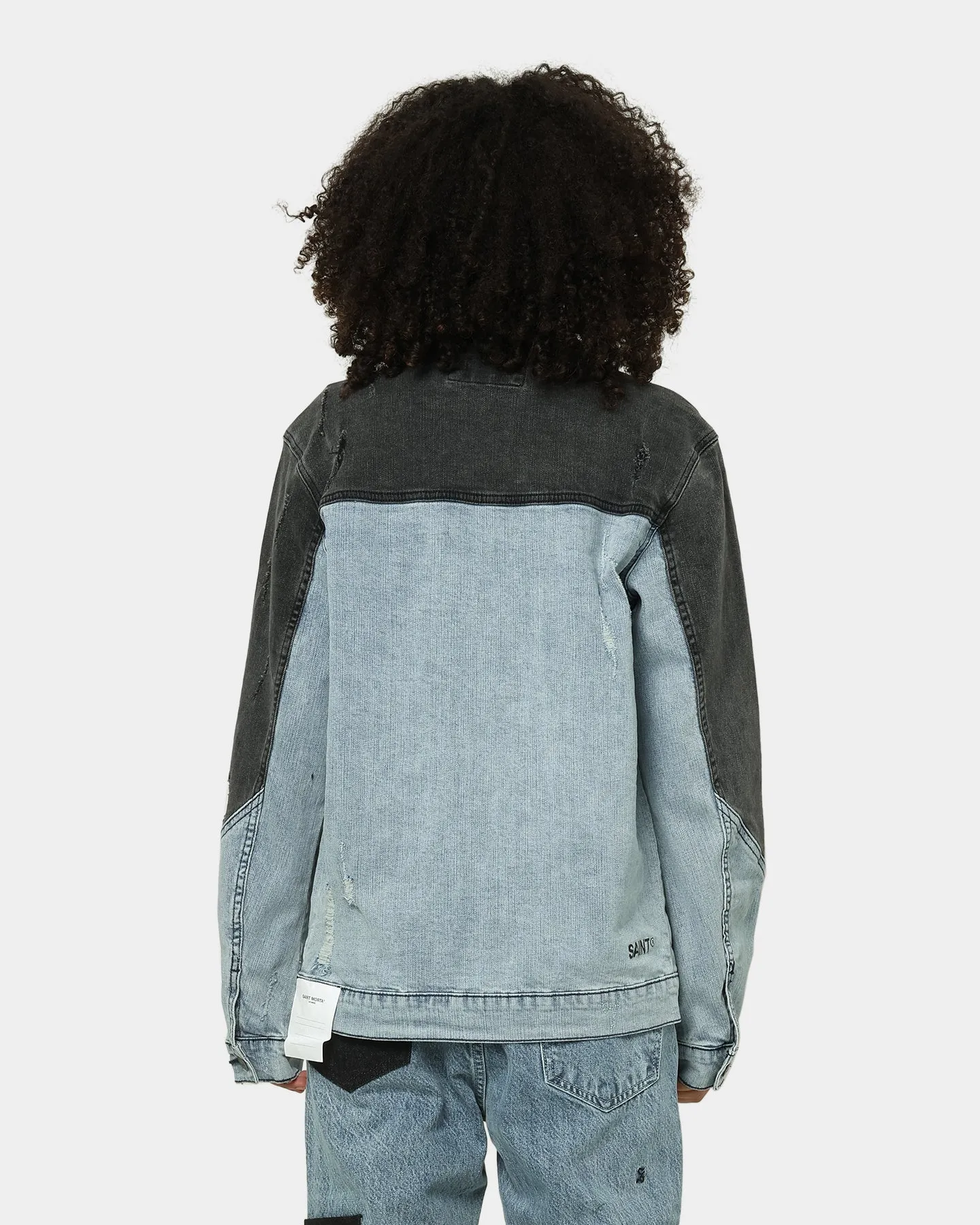 Saint Morta Patchwork Denim Jacket Light Blue/Black sold by Culture Kings product image thumbnail 4
