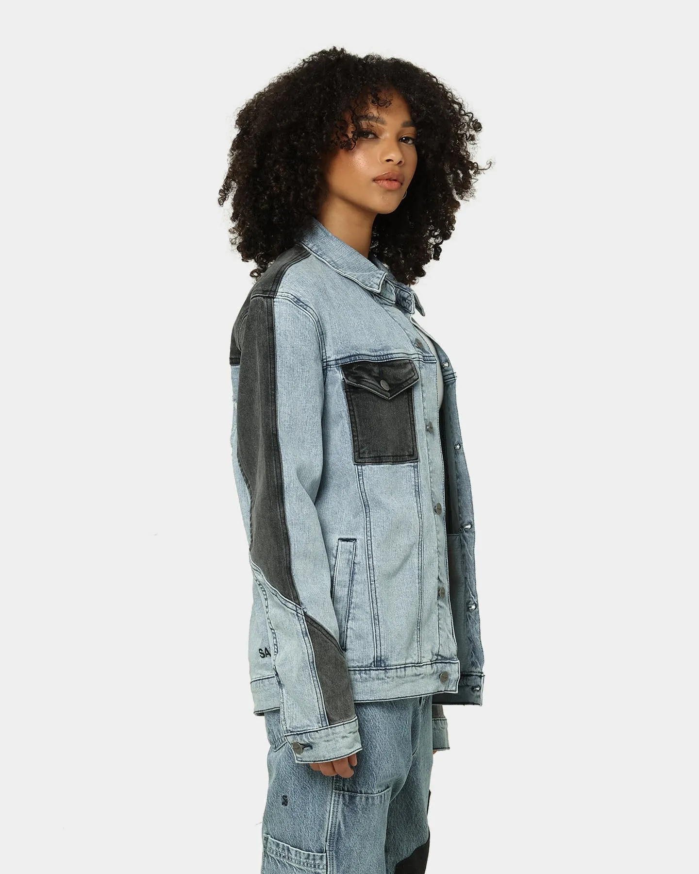 Saint Morta Patchwork Denim Jacket Light Blue/Black sold by Culture Kings product image thumbnail 5