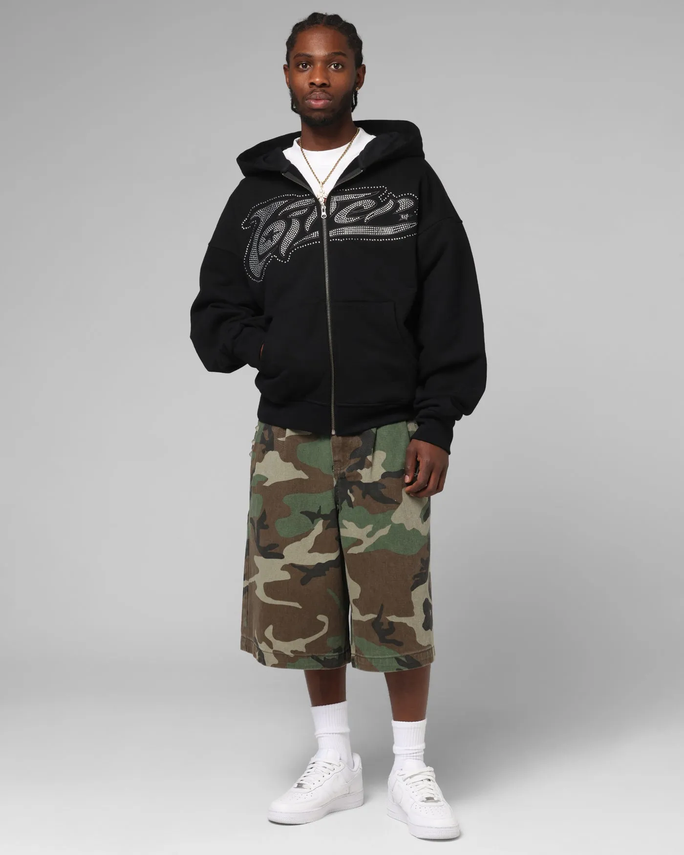 Loiter Silicone Rhinestone Zip Hoodie Black sold by Culture Kings product image thumbnail 3