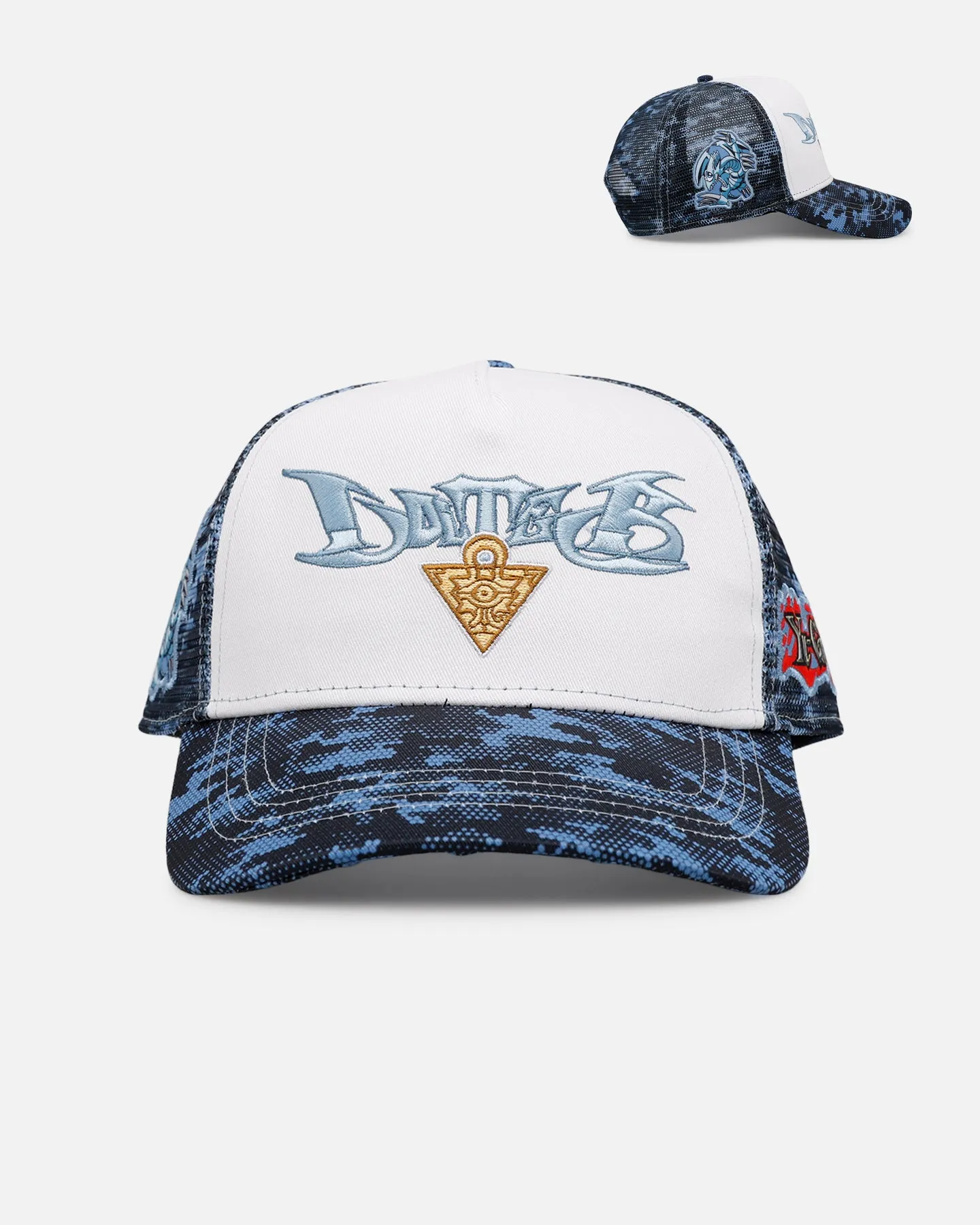 Loiter X Yu-Gi-Oh! Blue Eyes Toon Dragon Trucker Snapback Hat Blue Camo sold by Culture Kings