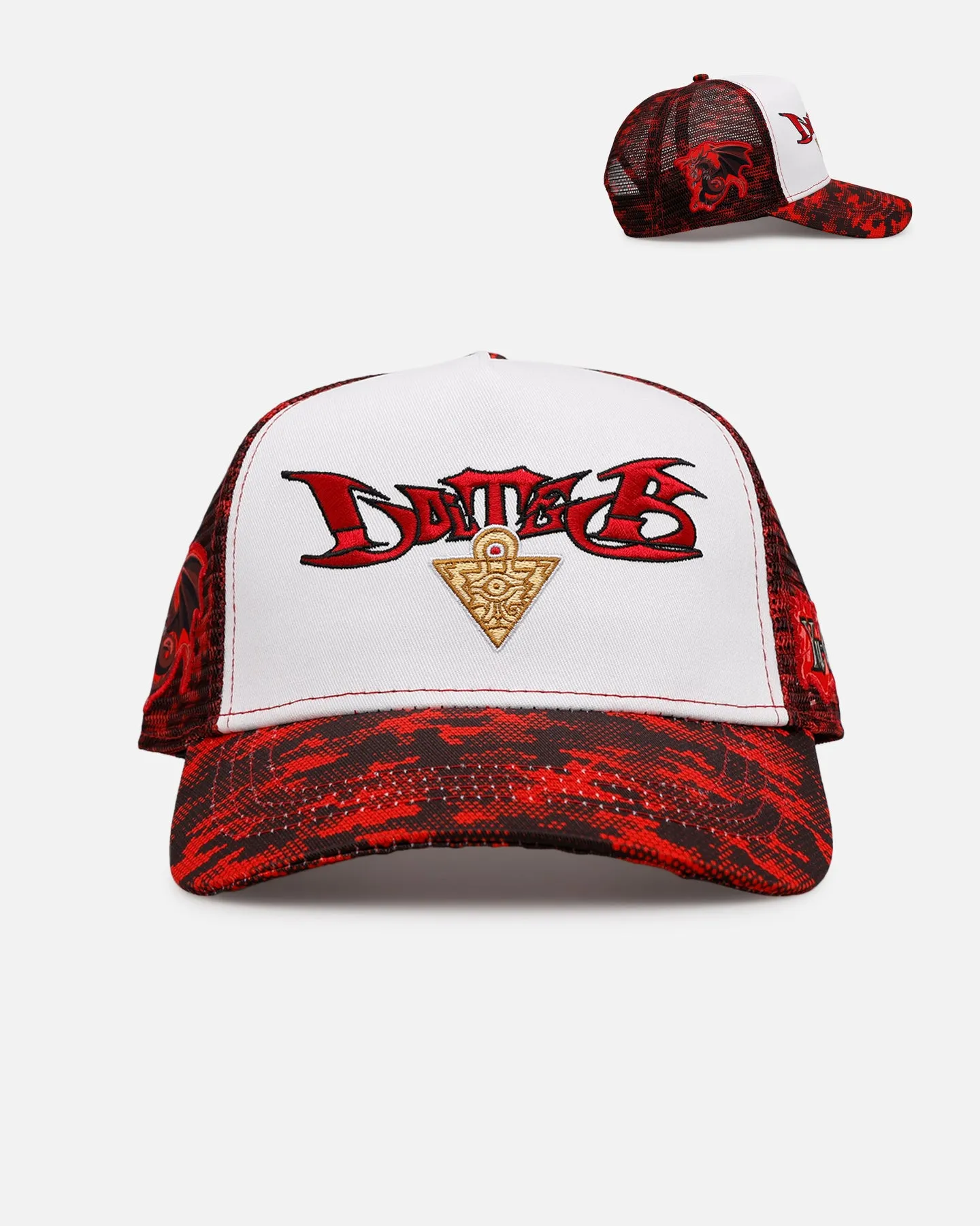 Loiter X Yu-Gi-Oh! Slifer The Sky Dragon Trucker Snapback Hat Red Camo sold by Culture Kings