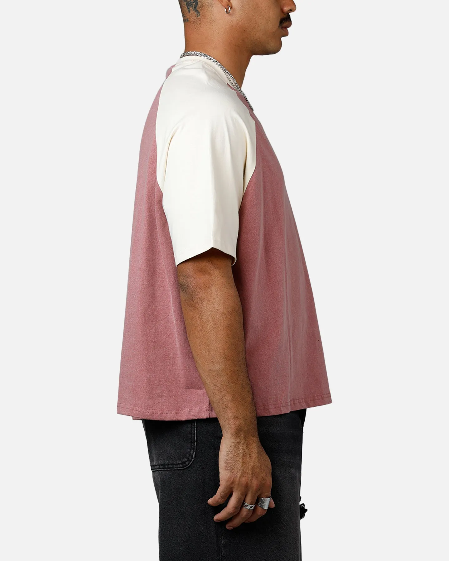MNML Contrast Raglan T-Shirt Burgundy/Off White sold by Culture Kings product image thumbnail 4