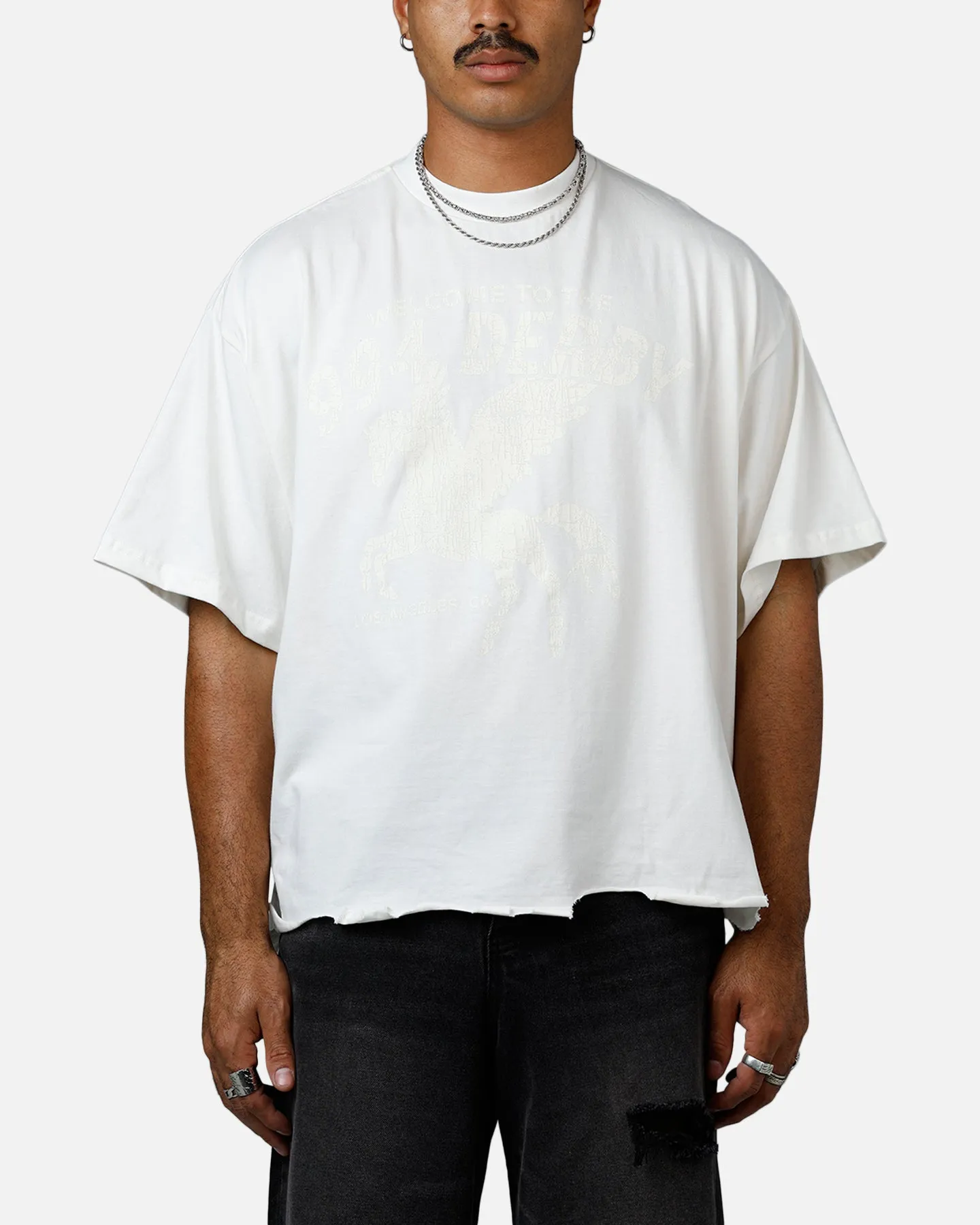 MNML Moth Eaten Cropped T-Shirt White sold by Culture Kings
