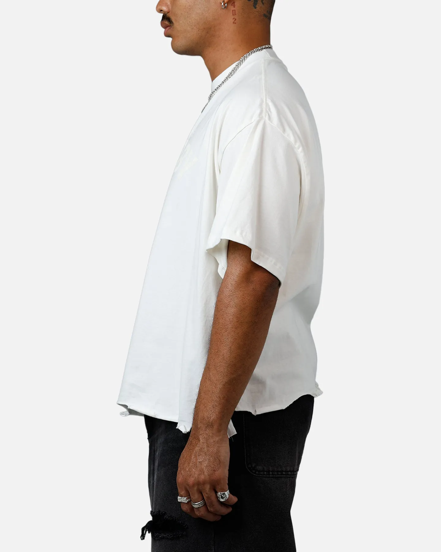 MNML Moth Eaten Cropped T-Shirt White sold by Culture Kings product image thumbnail 5