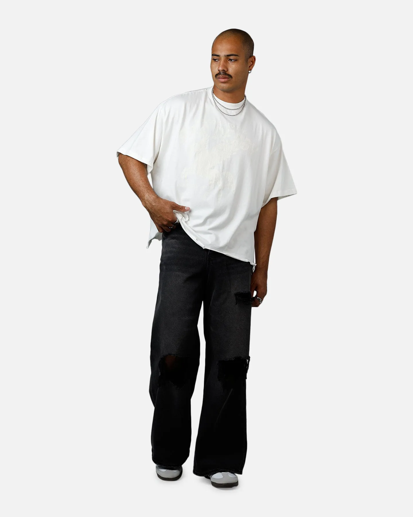 MNML Moth Eaten Cropped T-Shirt White sold by Culture Kings product image thumbnail 3