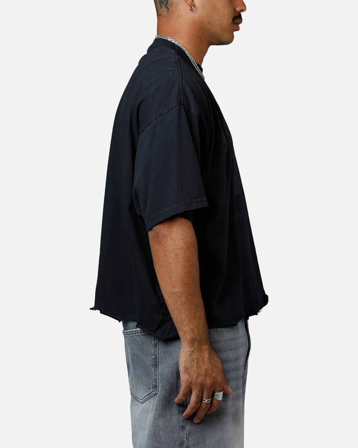 MNML Moth Eaten Cropped T-Shirt Black sold by Culture Kings product image thumbnail 4