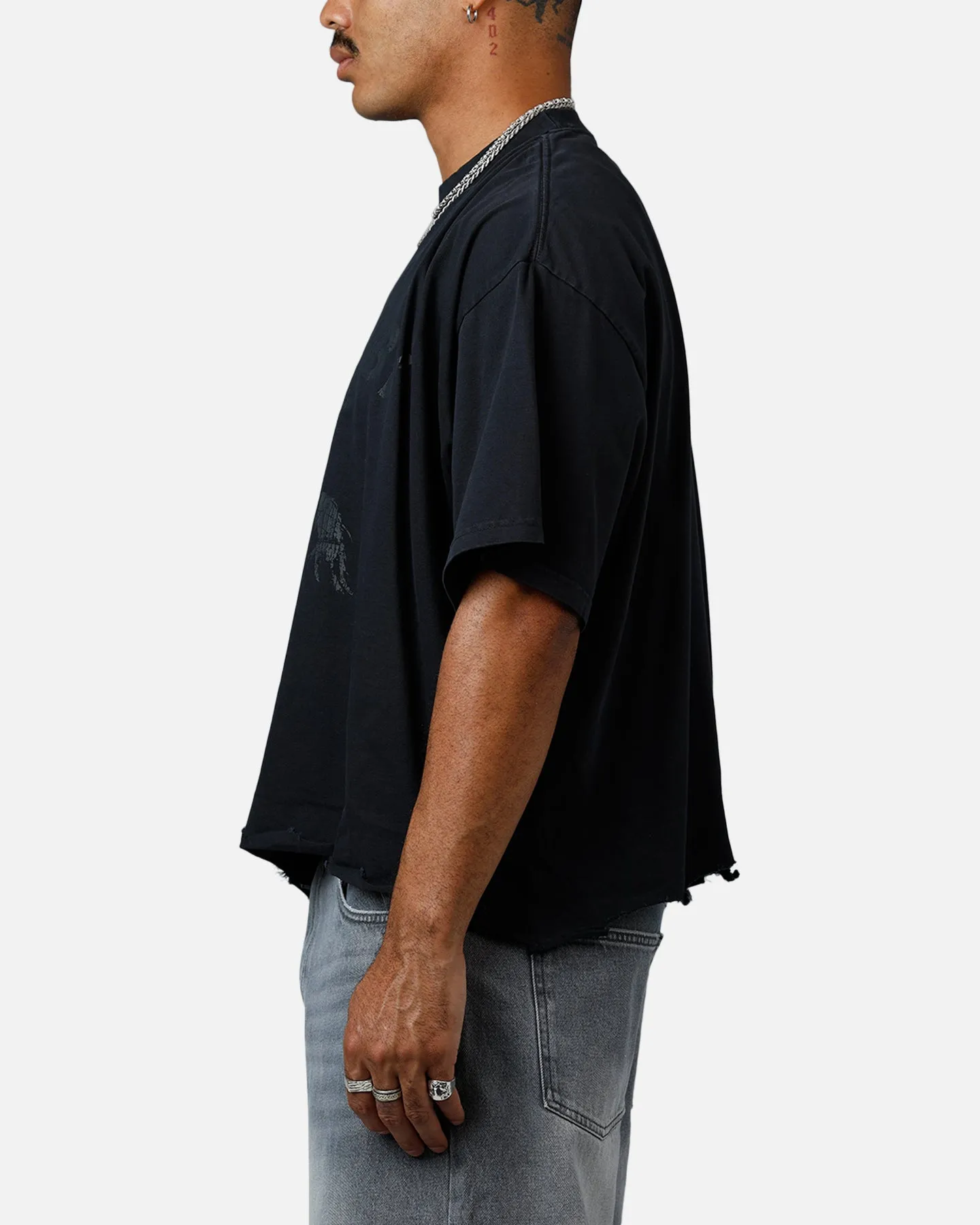 MNML Moth Eaten Cropped T-Shirt Black sold by Culture Kings product image thumbnail 5