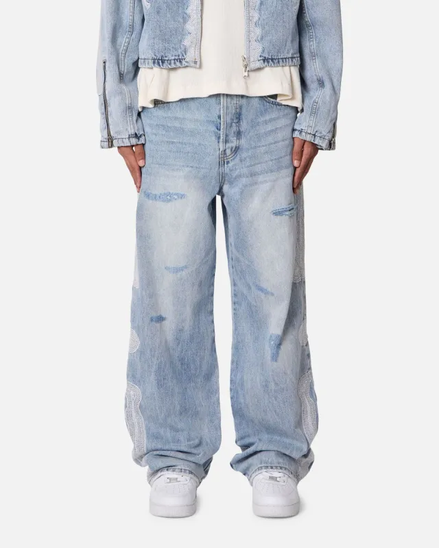 MNML Skeleton Baggy Denim Jeans Washed Blue sold by Culture Kings