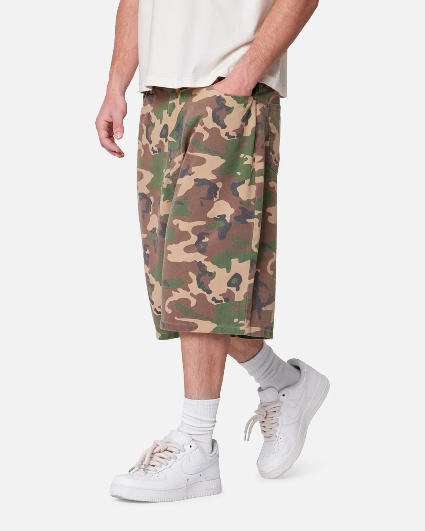 MNML Baggy Camo Twill Shorts Woodland Camo sold by Culture Kings product image thumbnail 5