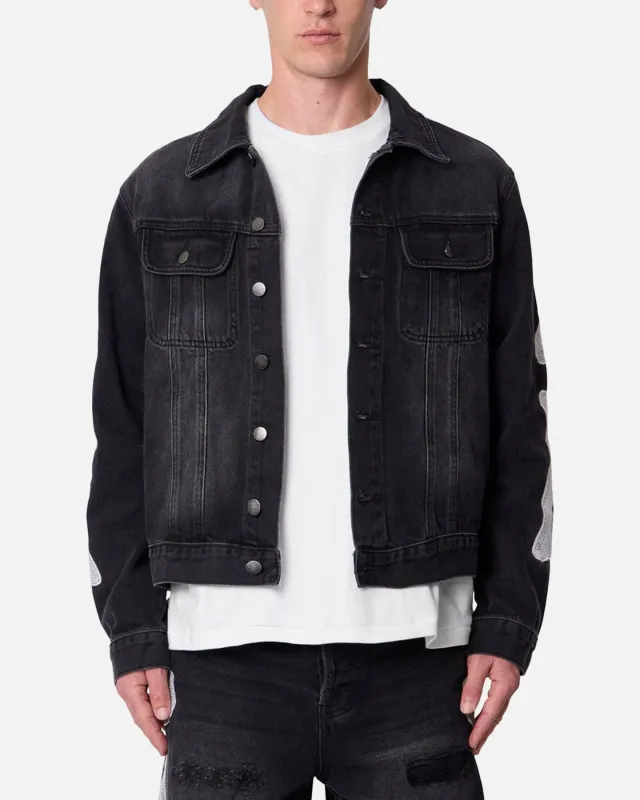MNML Raw Skeleton Trucker Jacket Washed Black sold by Culture Kings