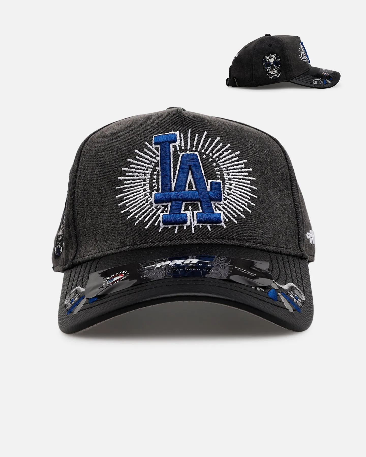 Pro Standard Los Angeles Dodgers 'Eternal Skull' Pro Pinch Strapback Black/Blue sold by Culture Kings
