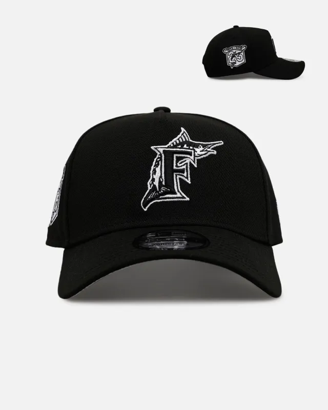 New Era Florida Marlins 'Black And White' 9FORTY A-Frame Snapback Black/White sold by Culture Kings