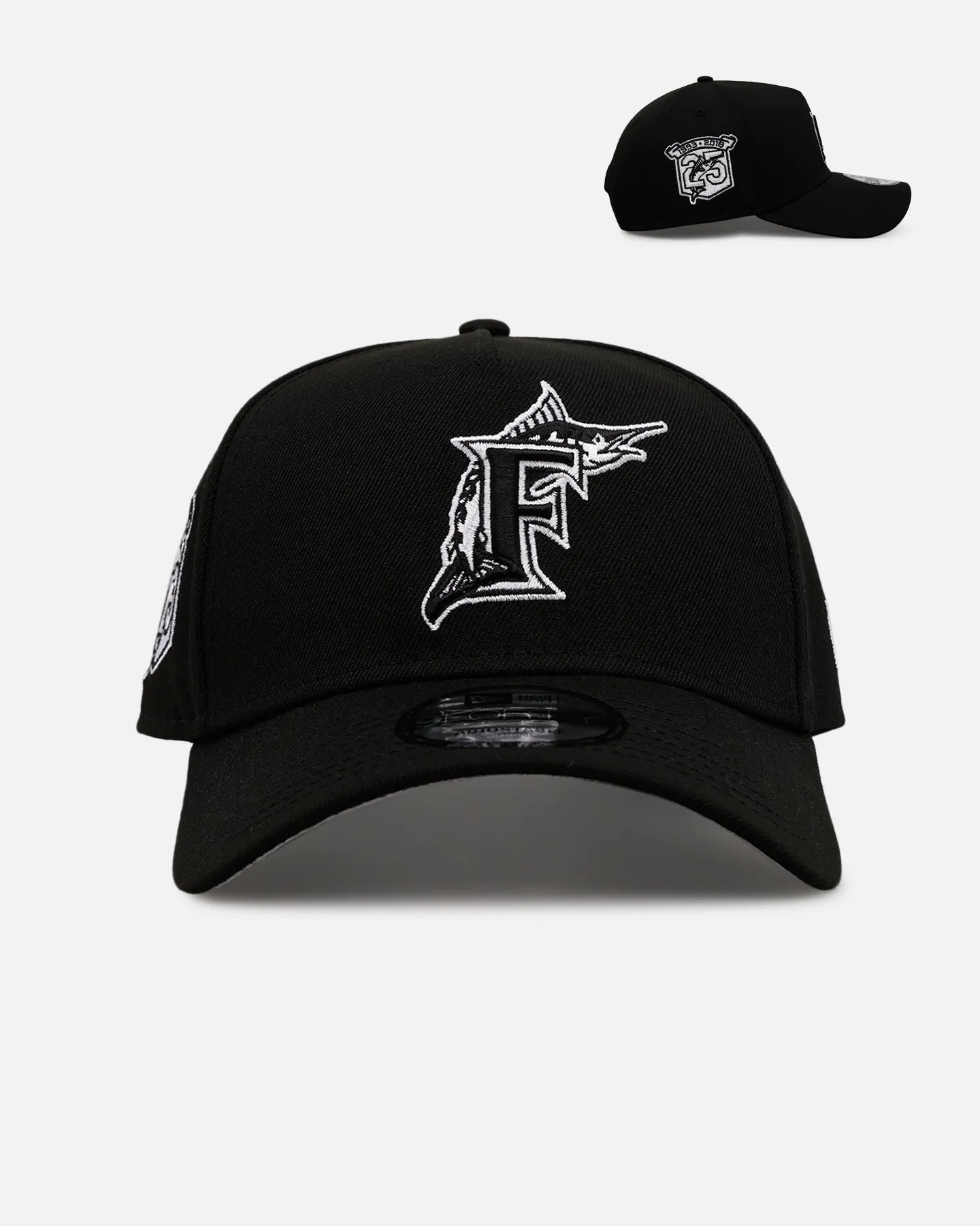 New Era Florida Marlins 'Black And White' 9FORTY A-Frame Snapback Black/White sold by Culture Kings