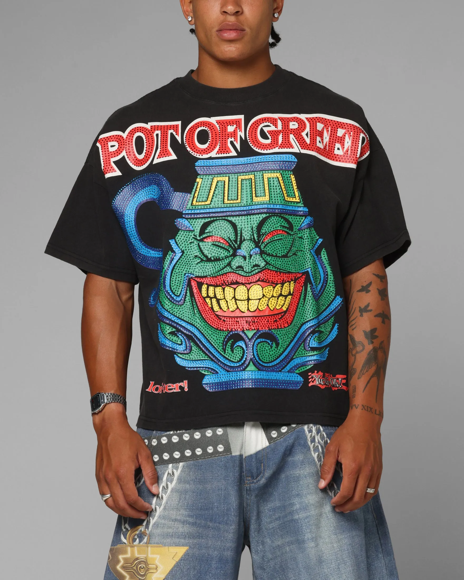 Loiter X Yu-Gi-Oh! Pot Of Greed T-Shirt Vintage Black sold by Culture Kings