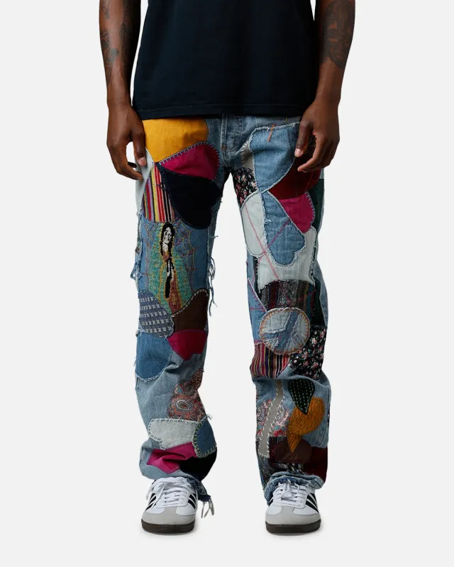 MNML V647 Baggy Patchwork Denim Jeans Blue Multi sold by Culture Kings