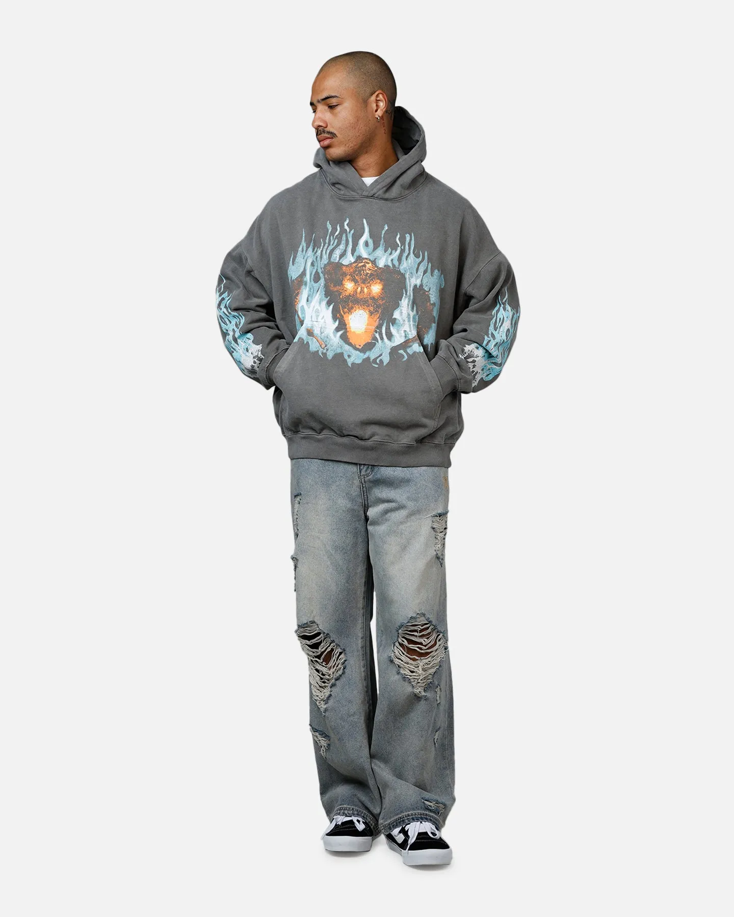 73Studio X Lord Of The Rings The Balrog Premium Hoodie Washed Charcoal sold by Culture Kings product image thumbnail 3
