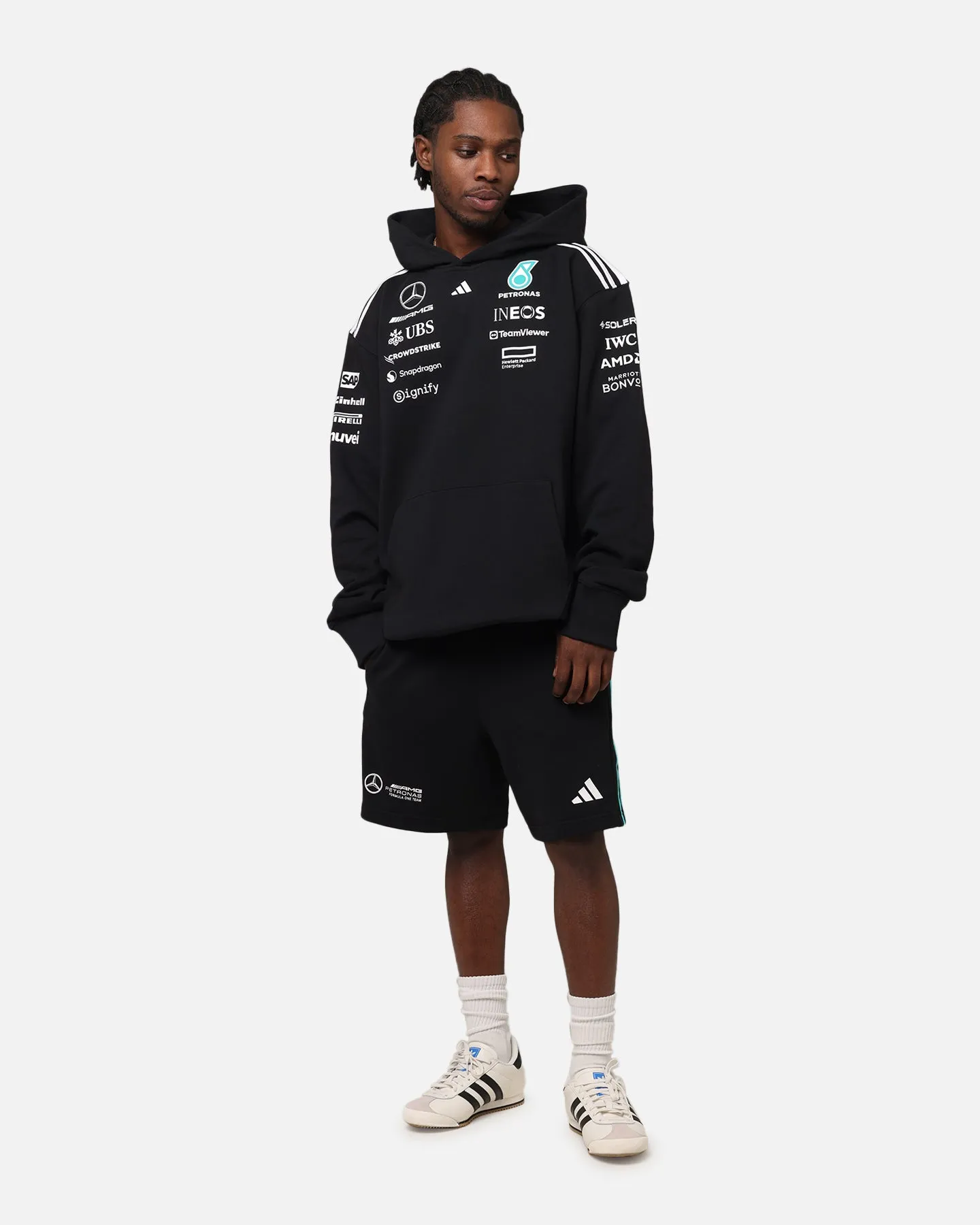 adidas x Mercedes-AMG PETRONAS Formula One F1 2025 Team Hoodie Black/White sold by Culture Kings product image thumbnail 3