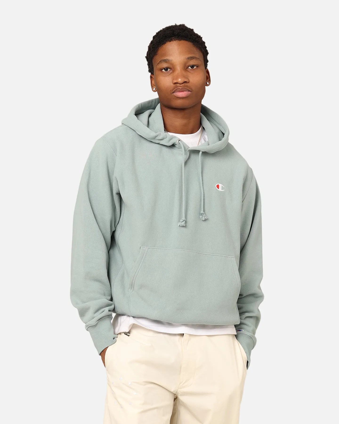 Champion Reverse Weave Terry Hoodie Sage Shimmer Green sold by Culture Kings