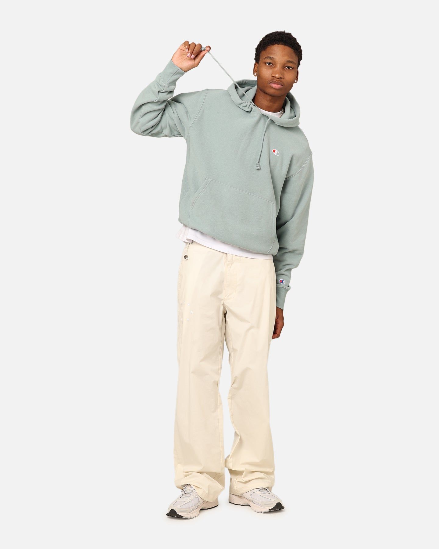 Champion Reverse Weave Terry Hoodie Sage Shimmer Green sold by Culture Kings product image thumbnail 2