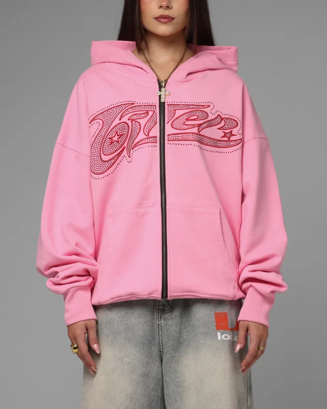 Loiter Silicone Rhinestone Zip Hoodie Pink sold by Culture Kings