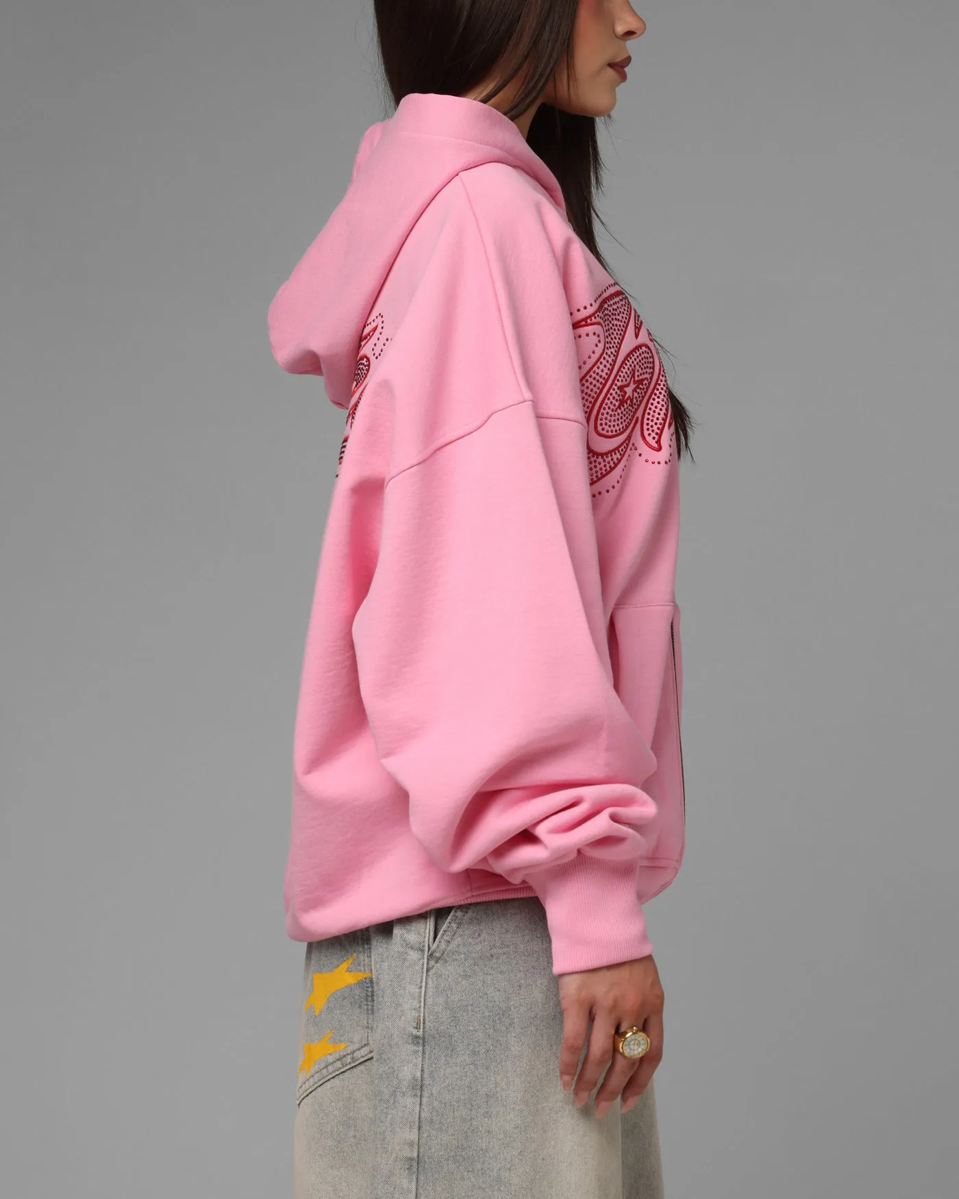 Loiter Silicone Rhinestone Zip Hoodie Pink sold by Culture Kings product image thumbnail 5