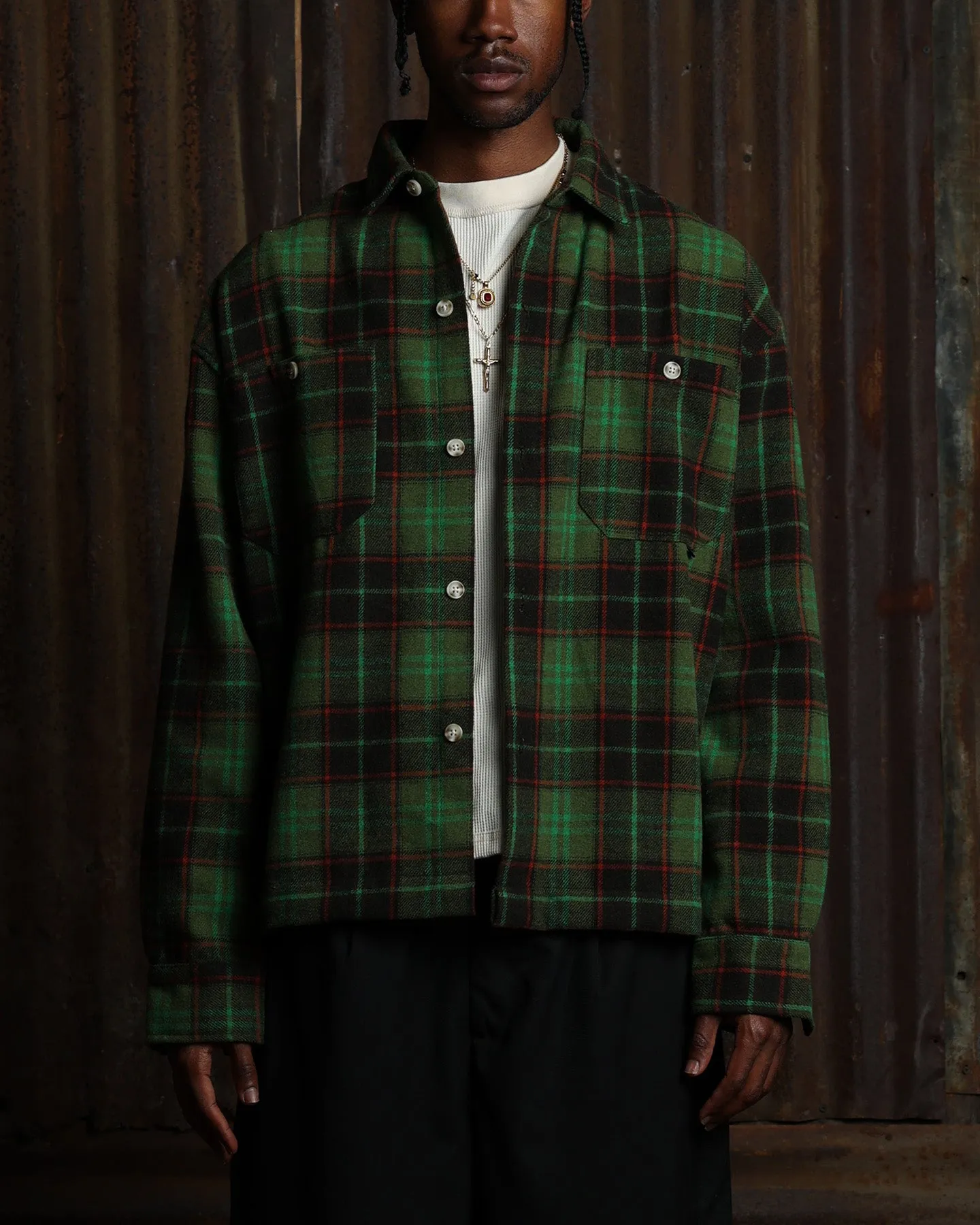 American Thrift Utility Flannel Shirt Green sold by Culture Kings