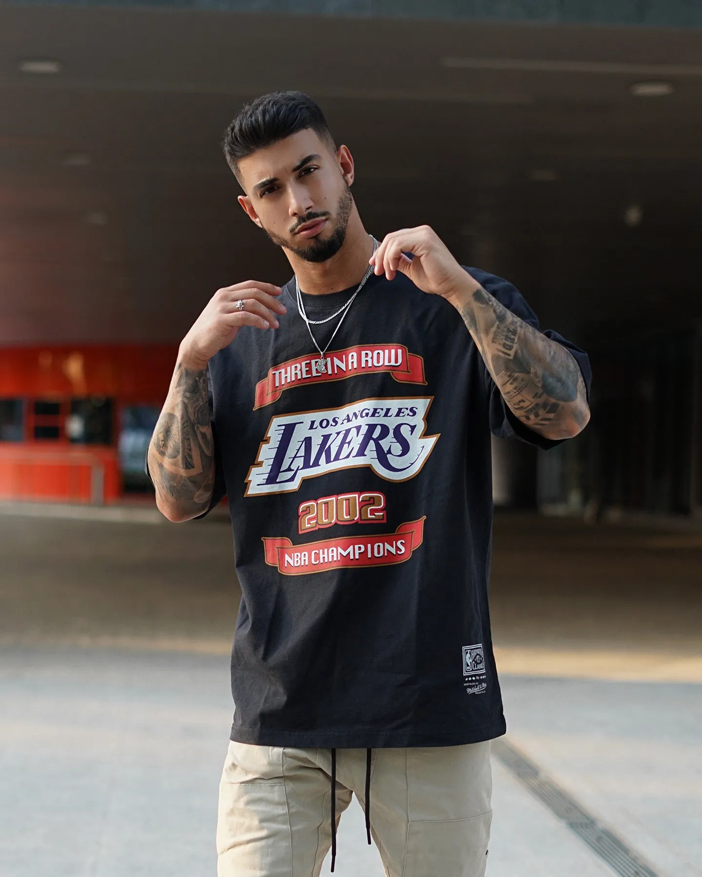 Mitchell & Ness Los Angeles Lakers 3-Peat T-Shirt Black sold by Culture Kings