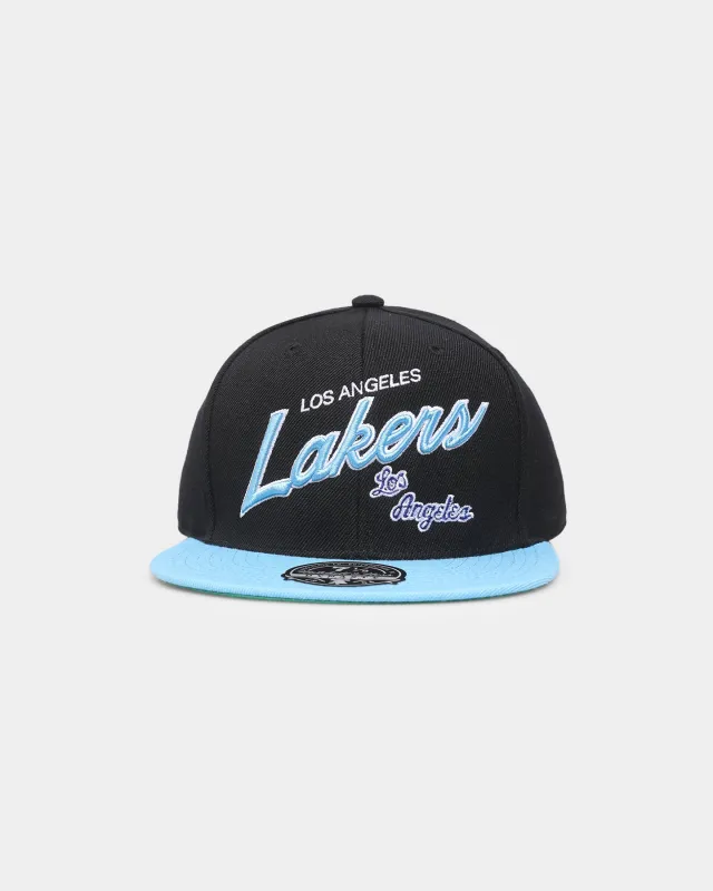 Mitchell & Ness Los Angeles Lakers 'Team Script 2.0 Hardwood Classics' Fitted Black sold by Culture Kings