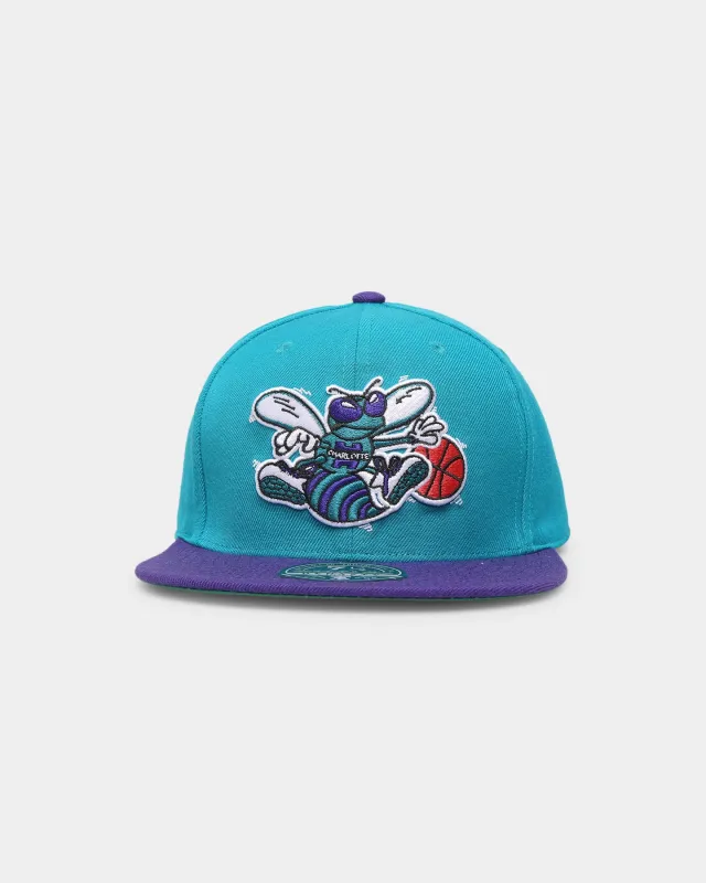 Mitchell & Ness Charlotte Hornets 'Team 2 Tone 2.0 Hardwood Classics' Fitted Teal made by Mitchell & Ness