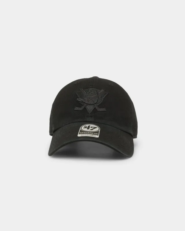 47 Brand Anaheim Ducks Clean Up Strapback Black/Black sold by Culture Kings