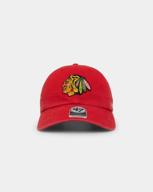 47 Brand Chicago Blackhawks Clean Up Strapback Red sold by Culture Kings