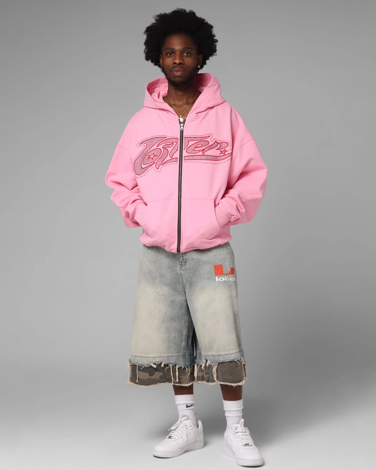 Loiter Silicone Rhinestone Zip Hoodie Pink sold by Culture Kings product image thumbnail 3