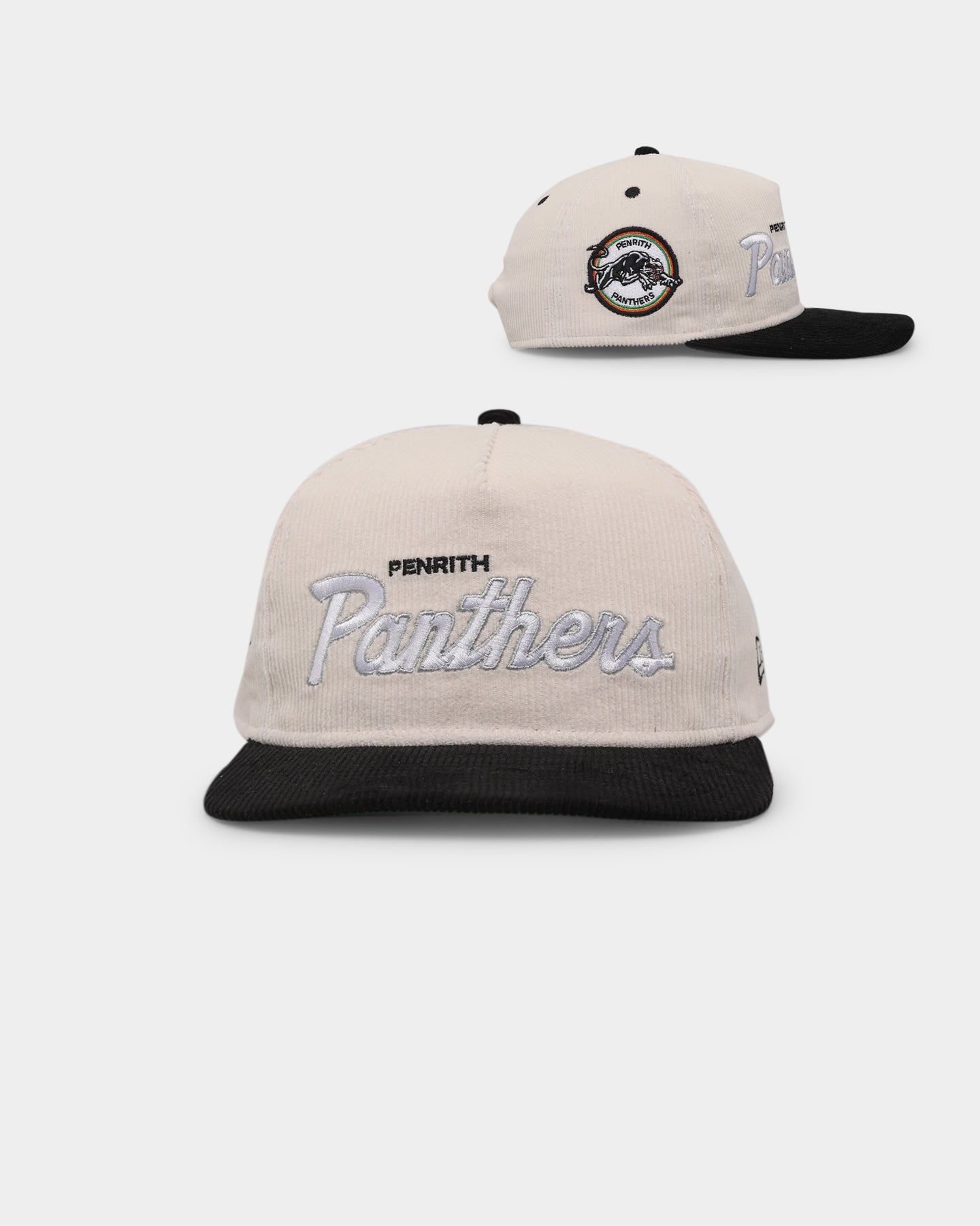New Era Penrith Panthers 'NRL Retro Script Corduroy' Golfer Snapback Chrome White sold by Culture Kings