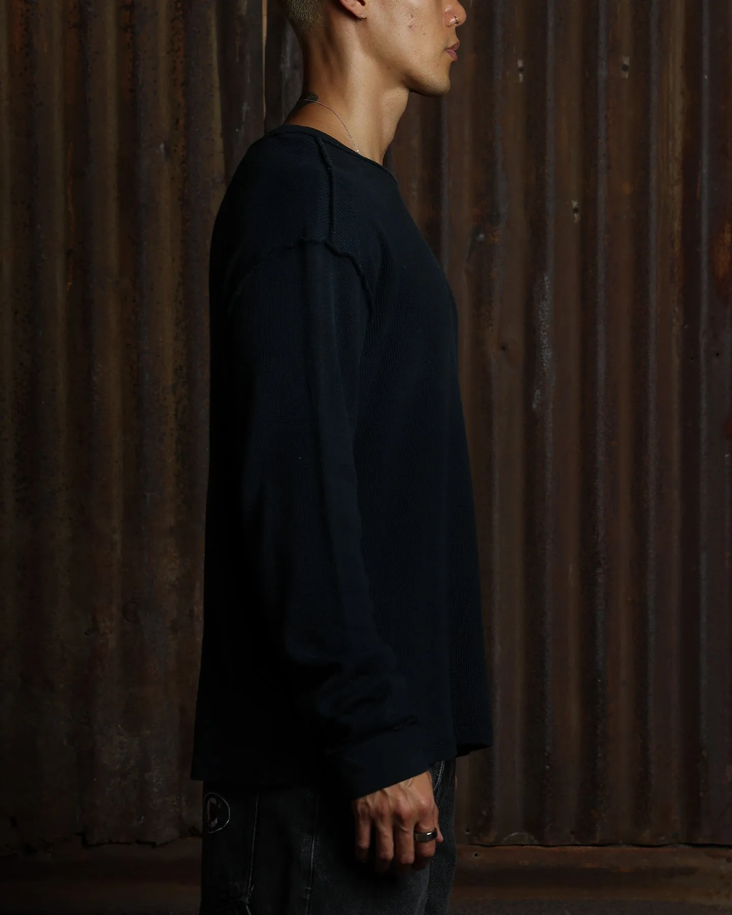 American Thrift Long Sleeve Thermal T-Shirt Washed Black sold by Culture Kings product image thumbnail 4