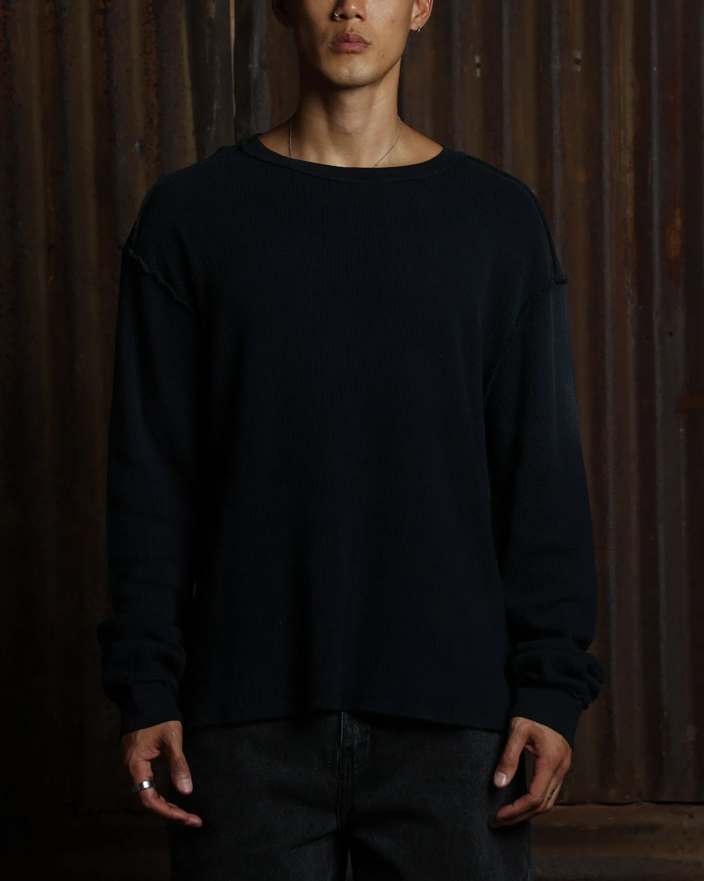 American Thrift Long Sleeve Thermal T-Shirt Washed Black sold by Culture Kings