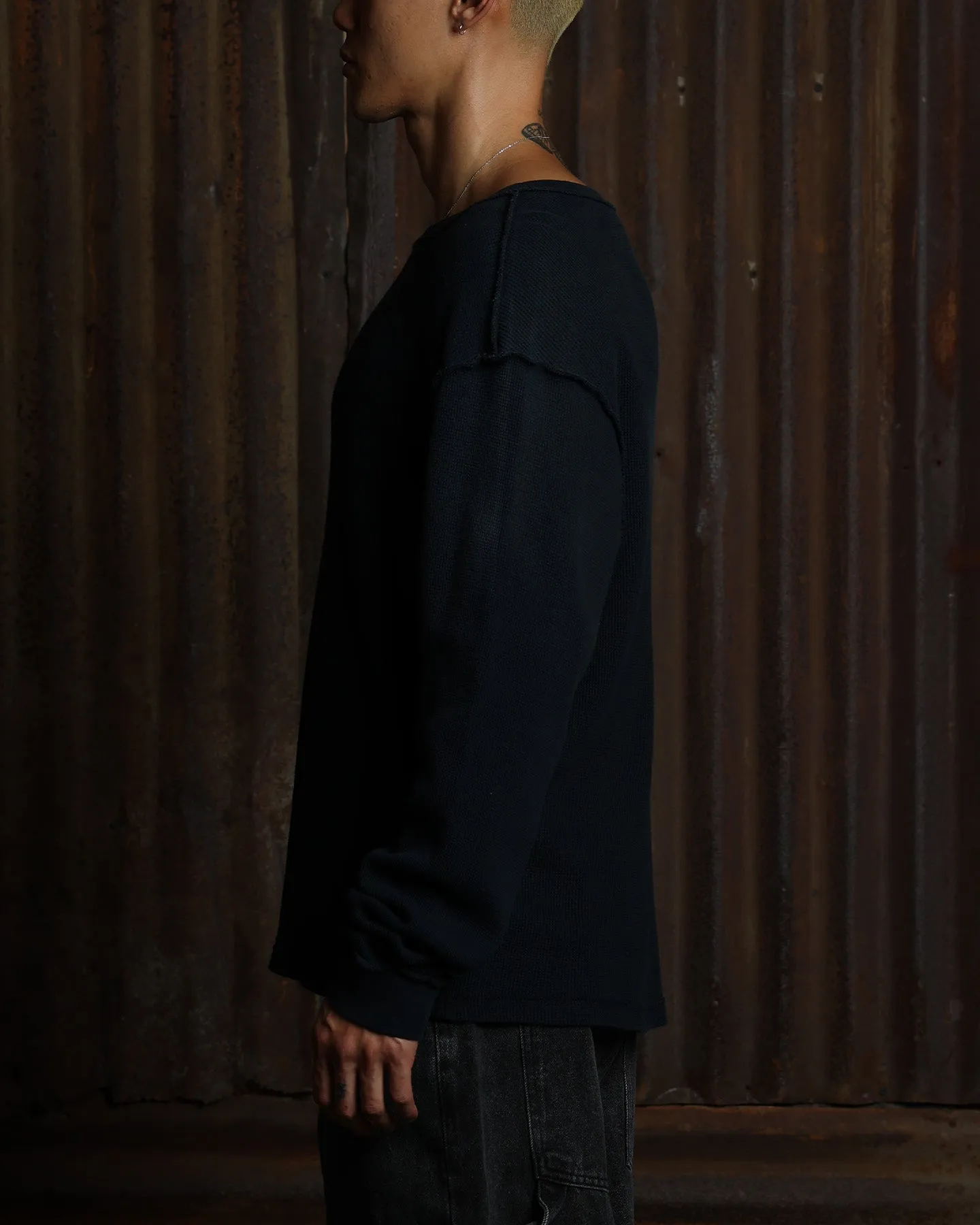 American Thrift Long Sleeve Thermal T-Shirt Washed Black sold by Culture Kings product image thumbnail 5