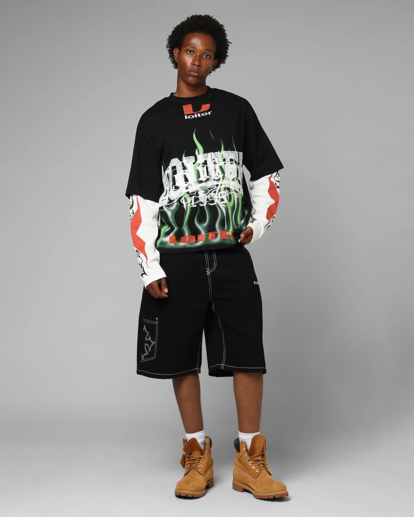 Loiter Inferno Layered Long Sleeve T-Shirt Black sold by Culture Kings product image thumbnail 3