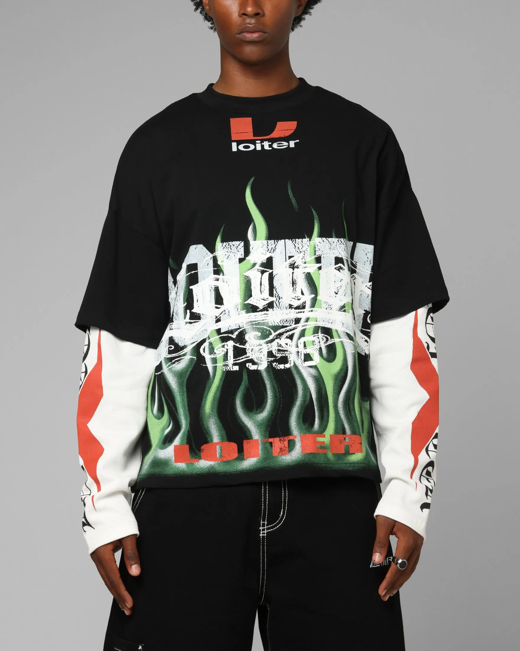 Loiter Inferno Layered Long Sleeve T-Shirt Black sold by Culture Kings
