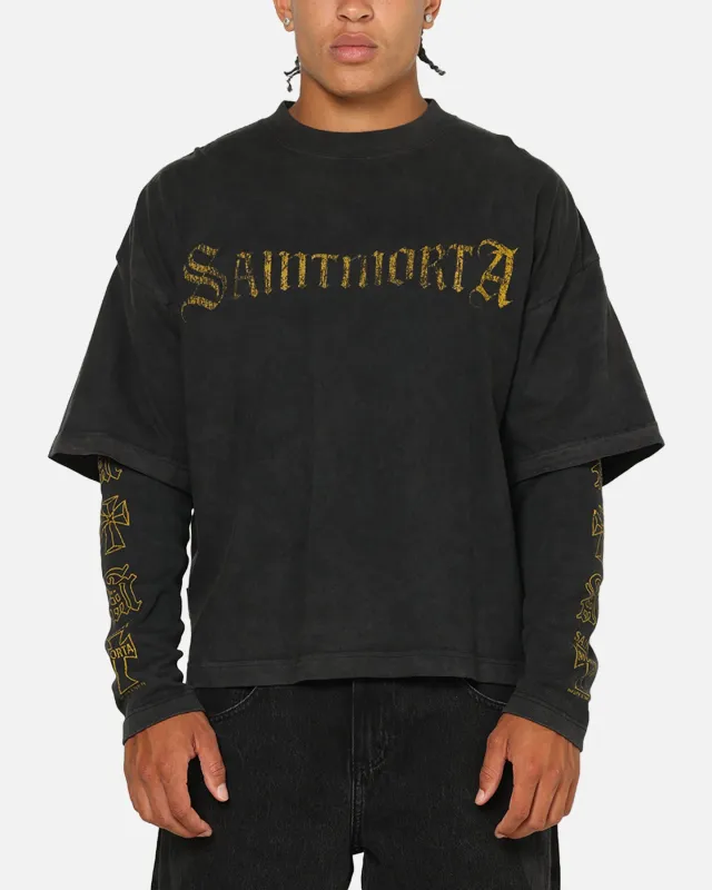 Saint Morta Scripture Long Sleeve Layered T-Shirt Vintage Black sold by Culture Kings