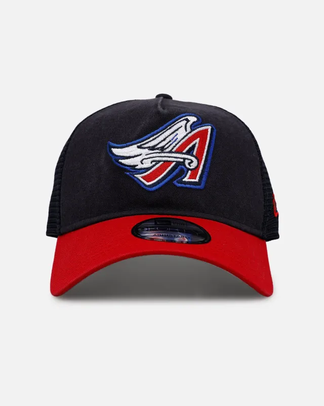 New Era Los Angeles Angels 'Washed Truckers' 9FORTY A-Frame Trucker Snapback Official Team Color sold by Culture Kings